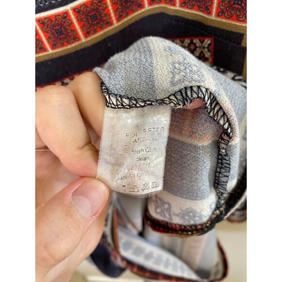 Joy & Co Womens Geometric Print Dress long Sleeves Zipper‎ M polyester round - Picture 4 of 7